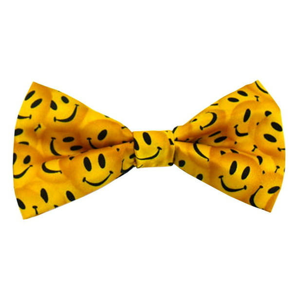 Smiley Face Men's Bow Tie Adjustable Funny Emoticon Novelty Yellow Bowtie 